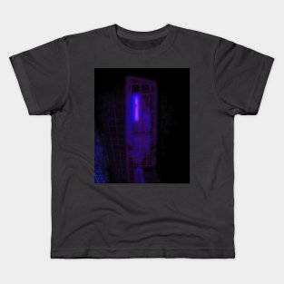 Digital collage and special processing. Bizarre. Room of suffering. Blue, neon and glow. Kids T-Shirt